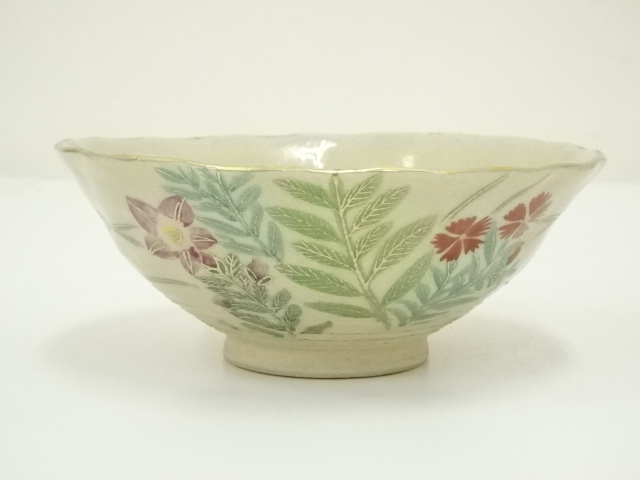 紙箱入茶碗、草花紋、善峰作、48番 色絵薄墨草花文花瓶 十三代今泉今右衛門（造）共箱 | 古美術ささき